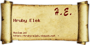 Hruby Elek névjegykártya
